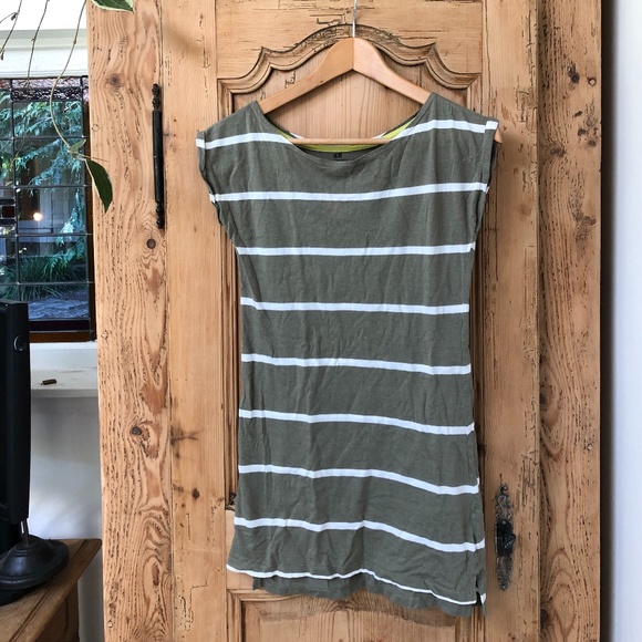 GREEN STRIPED T-SHIRT DRESS - Picture 1 of 3